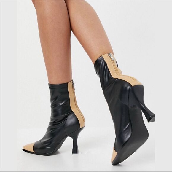 ASOS Public Desire two toned faux leather boots - Picture 1 of 7